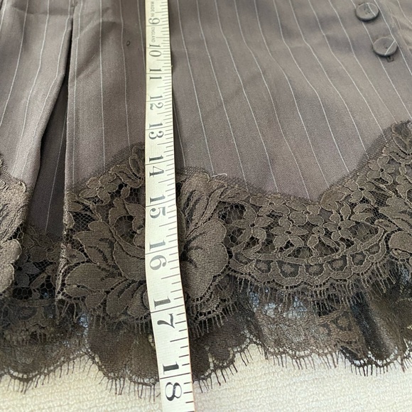Y2K NWOT Rebecca Taylor Mini Brown Pinstripe Lace Skirt 8 - Picture 8 of 8